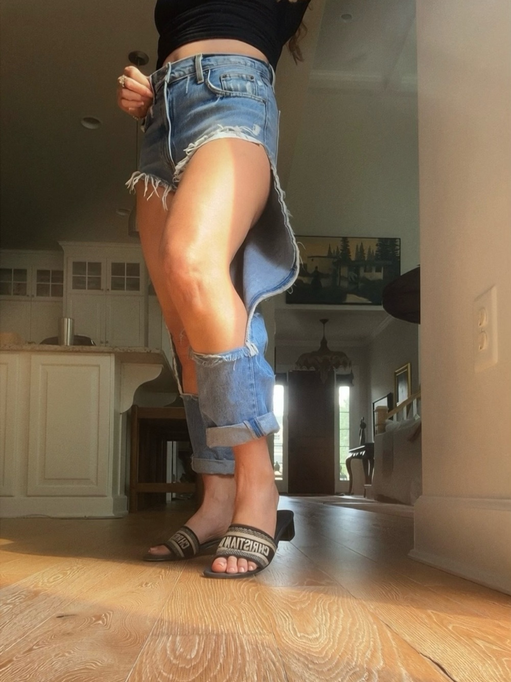 Carmar Light Blue Distressed Boyfriend Jeans Shorts